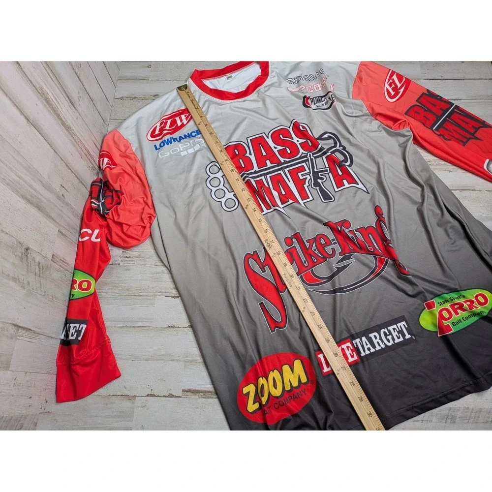 FLW Bass Fishing Jersey 2XL Bass Mafia‎ Mercury Strike King Tournament Sponsors